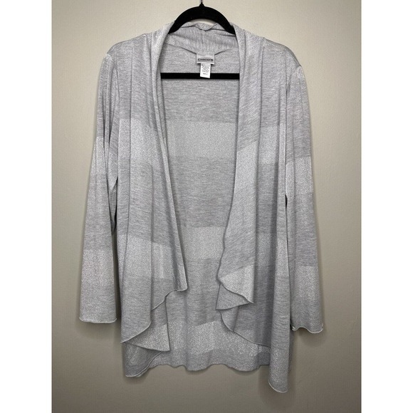Chico’s Lightweight Silver 3 US XL Open Cardigan Sweater Duster - Picture 1 of 16